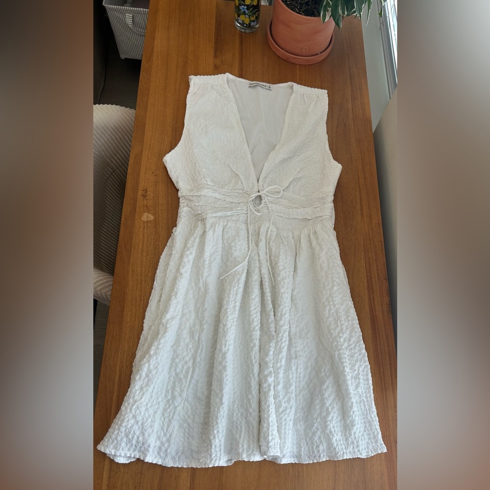 Abercrombie and Fitch White Dress with Tie Front